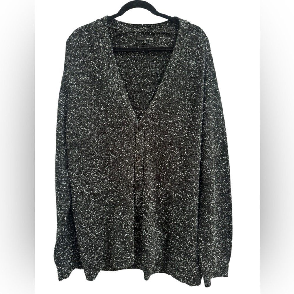 OAK + FORT Charcoal and White Textured Sweater